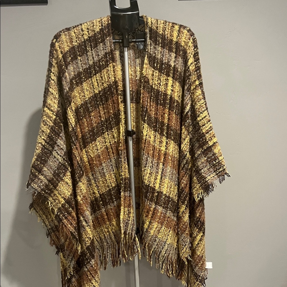 Woven Heart Multicolor Textured Poncho (346)